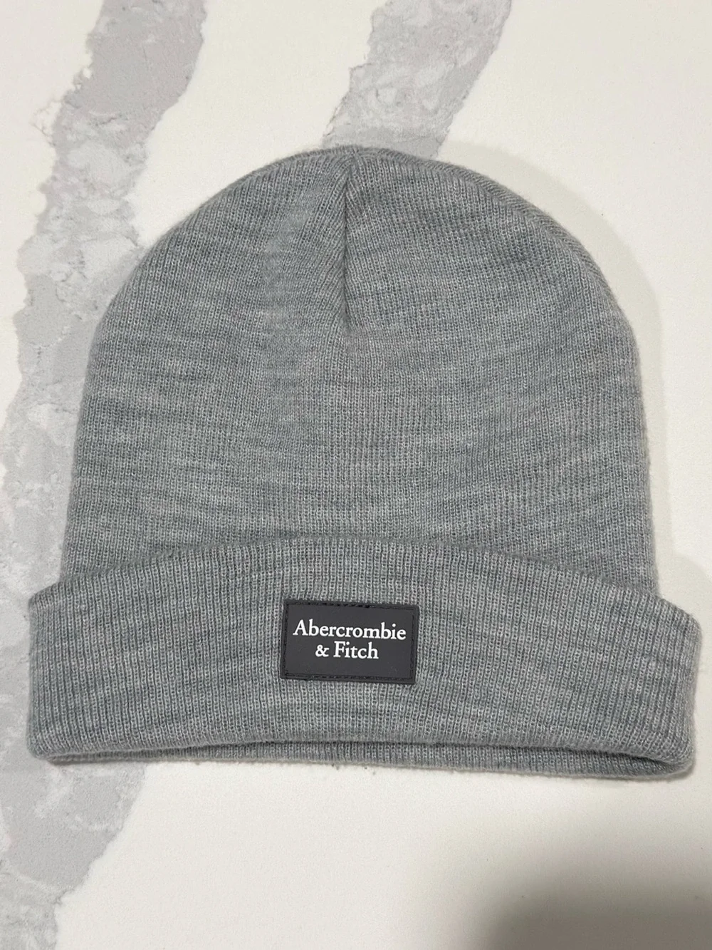 Abercrombie & Fitch Boys Gray Knit Beanie Winter Hat Logo Cuffed
